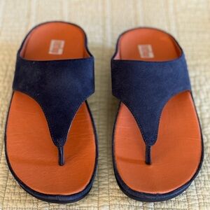Fitflop blue suede Flatform Toe-Post Sandals